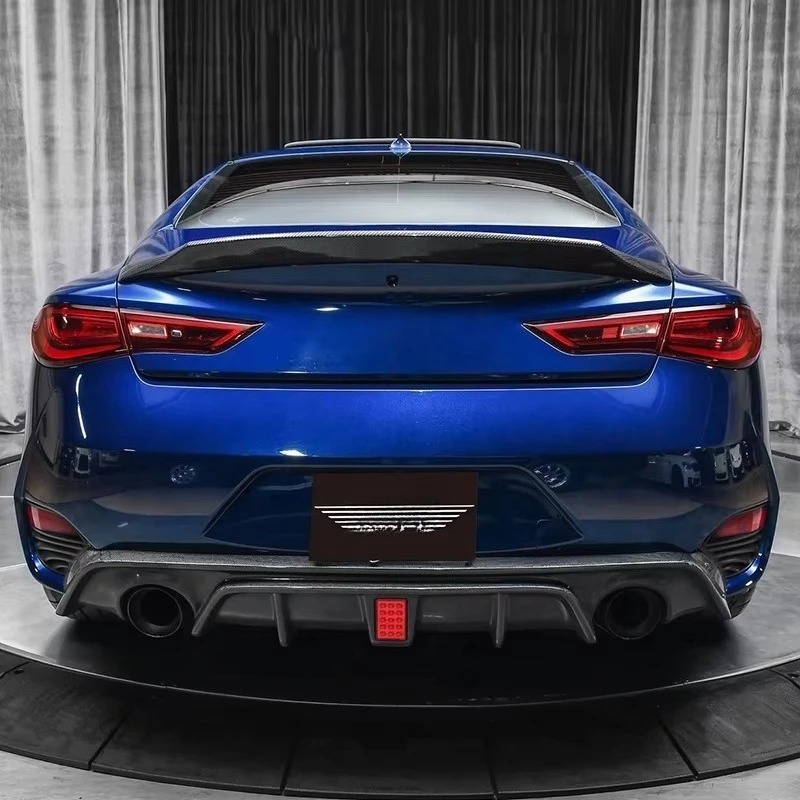 New  High Quality Wet Carbon Fiber Rear Diffuser Lights Exhaust Cut-Outs Q60S Coupe Bumper-Bolt-On 100% Fitment